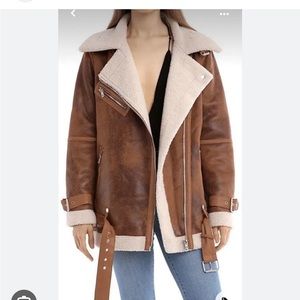 Avec Les Filles Faux Shearling Brown Jacket, size S